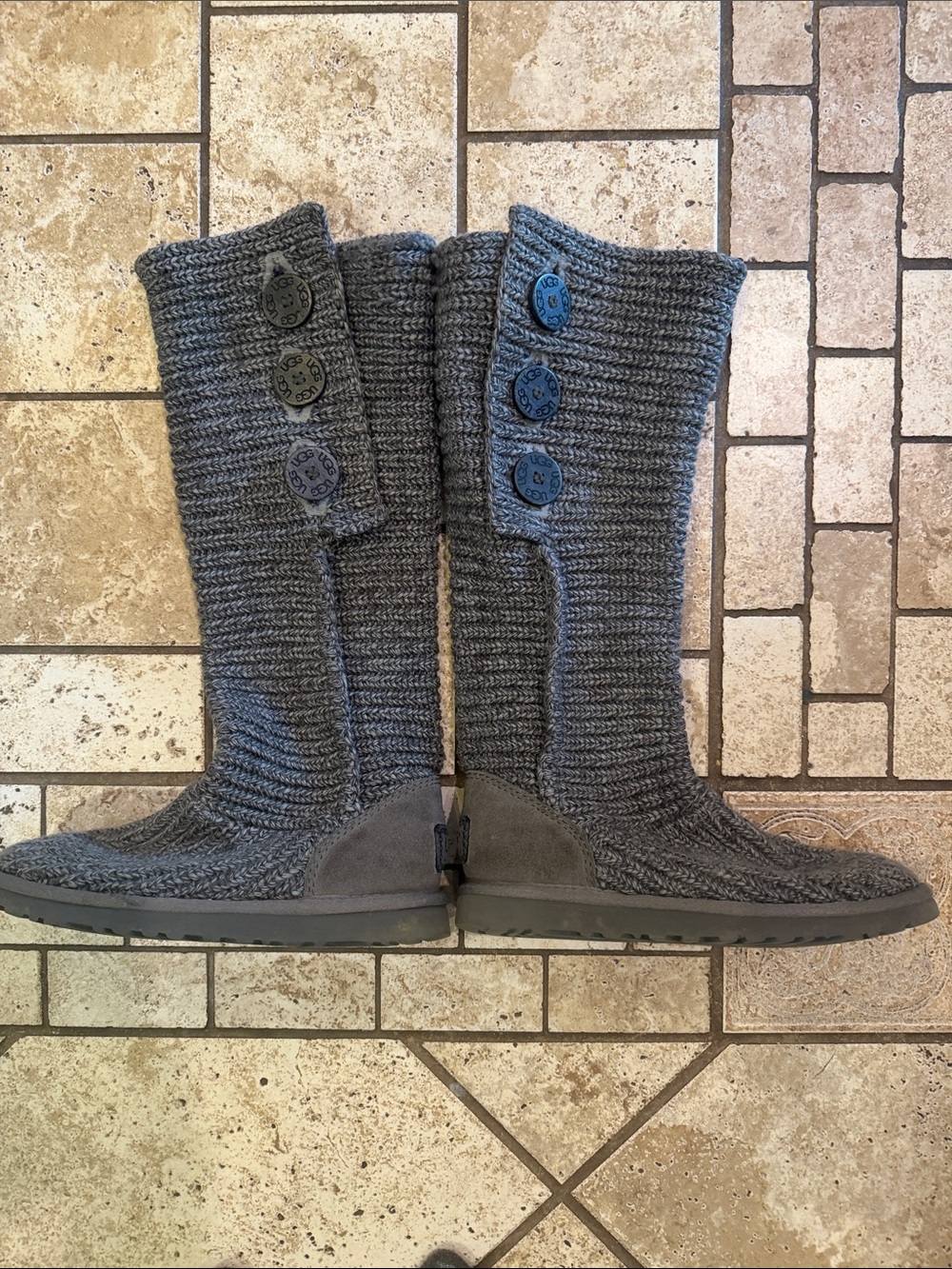 Uggs Cozy Knit Button-Accent Women's Tall Boots - Gray